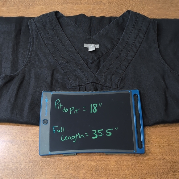 J. Jill Small Women's Black 100% Linen V Neck Sleeveless Knee Length Shift Dress - Picture 10 of 11